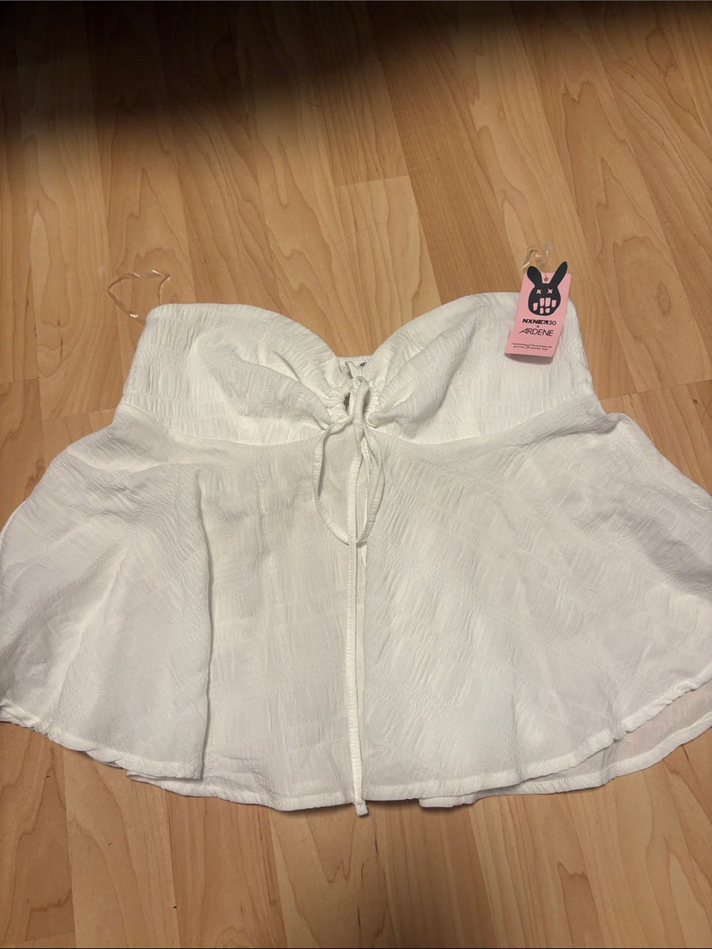 Ardene White Strapless Tie-Front Crop Top